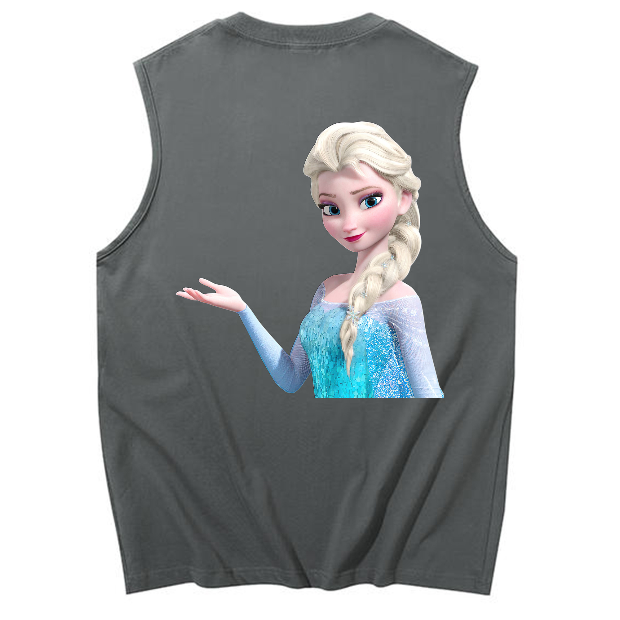 （画像用） アナと雪の女王 アンナ エルサ Frozen Anna Elsa コットン100％タンクトップ（背面プリント）